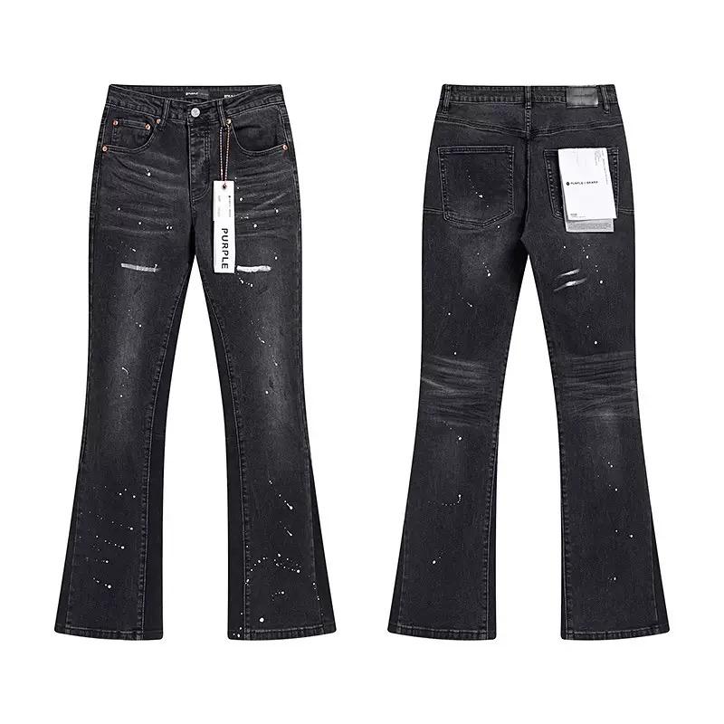RogueWave Splicing Flare Jeans for Men Stacked Pants Streetwear Pants Harajuku Goth Bell Bottom Punk Long Trousers