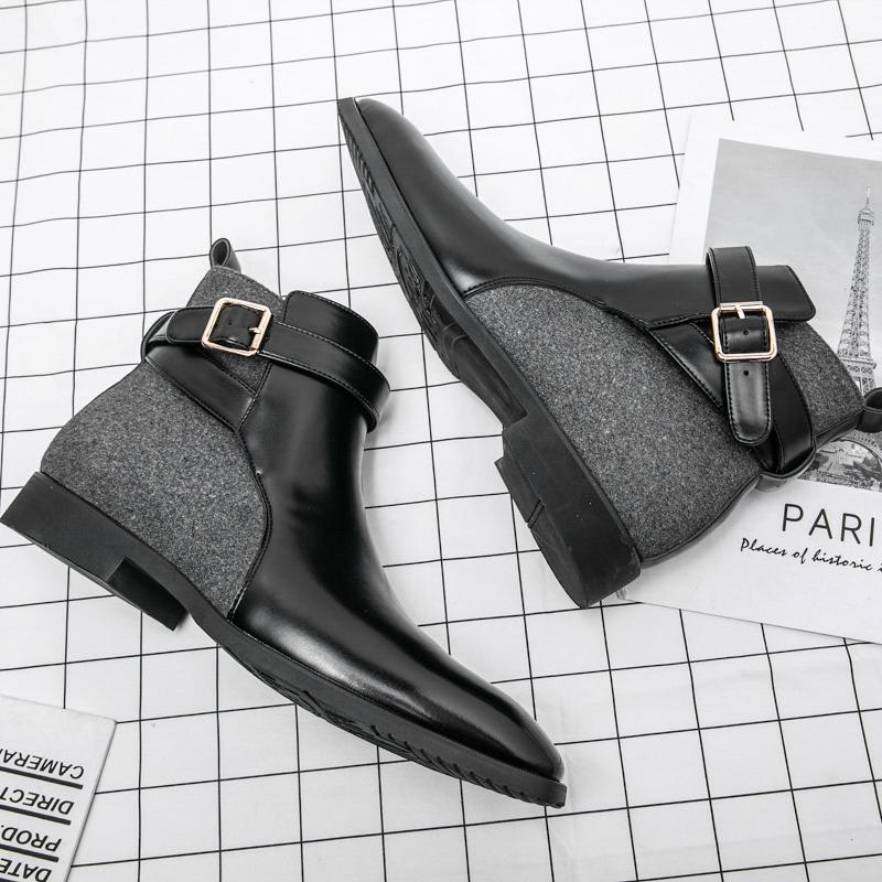 Fashion 2025 Men's Chelsea Boots Fashion Pointed Toe Wedding Shoes High Quality Winter Comfortable Business Men's Leather Short Boots