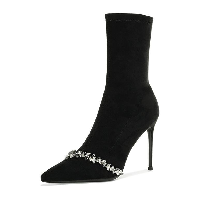 Fashion Women's Ankle Boots High Heels Fashion Luxury Shoes for Woman Pointed Toe Suede 2025 Sexy Pumps Winter Elegant Botas De Sujer