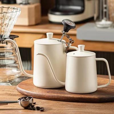 Caffettiera da 350/600ML con Coperchio Beccuccio Lungo Bocca Fine Acciaio Inossidabile 304 Caffettiera Manuale per Caffè Strumento Manuale per Caffè Pour Over