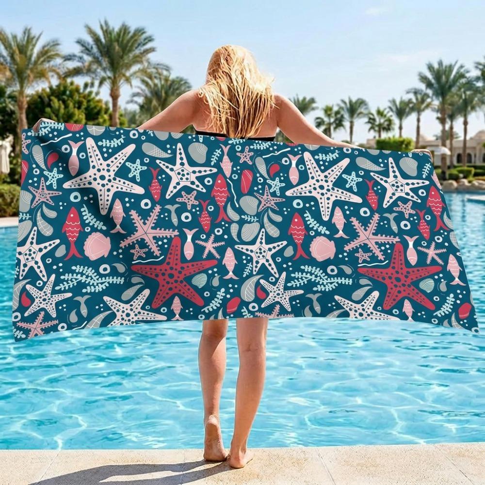 

Absorbent Sea Theme Microfiber Beach Towel Quick-drying Swimming Towel Bath Towel Spa Style D