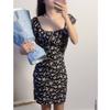 One-word Shoulder Floral Dress Children's Summer New Slim Fit and Thin Hip Skirt Sweet and Spicy Pure Sexy Hot Girls