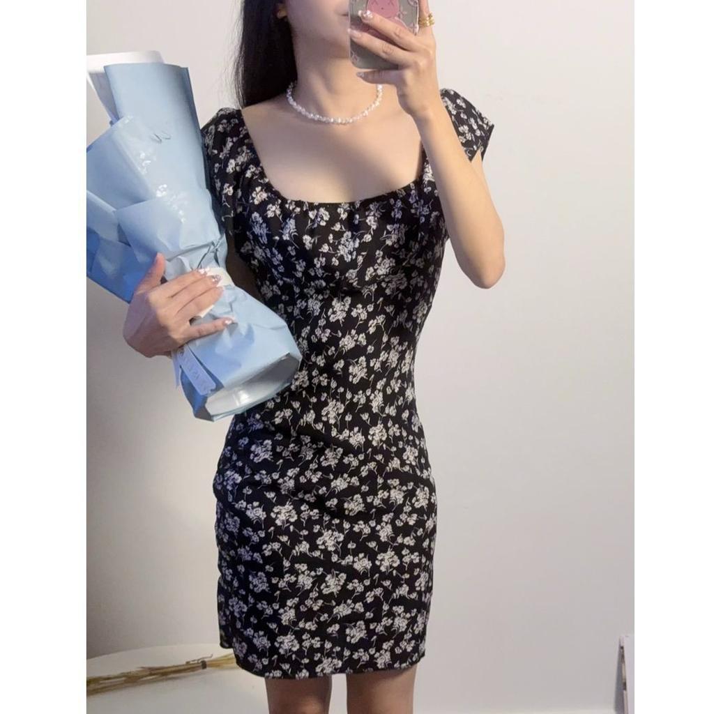 One-word Shoulder Floral Dress Children's Summer New Slim Fit and Thin Hip Skirt Sweet and Spicy Pure Sexy Hot Girls