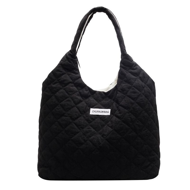 

Женское стеганое пальто ромбовидной формы большой вместимости 2025 - Осенне-зимний повседневный стиль под мышкой чёрный