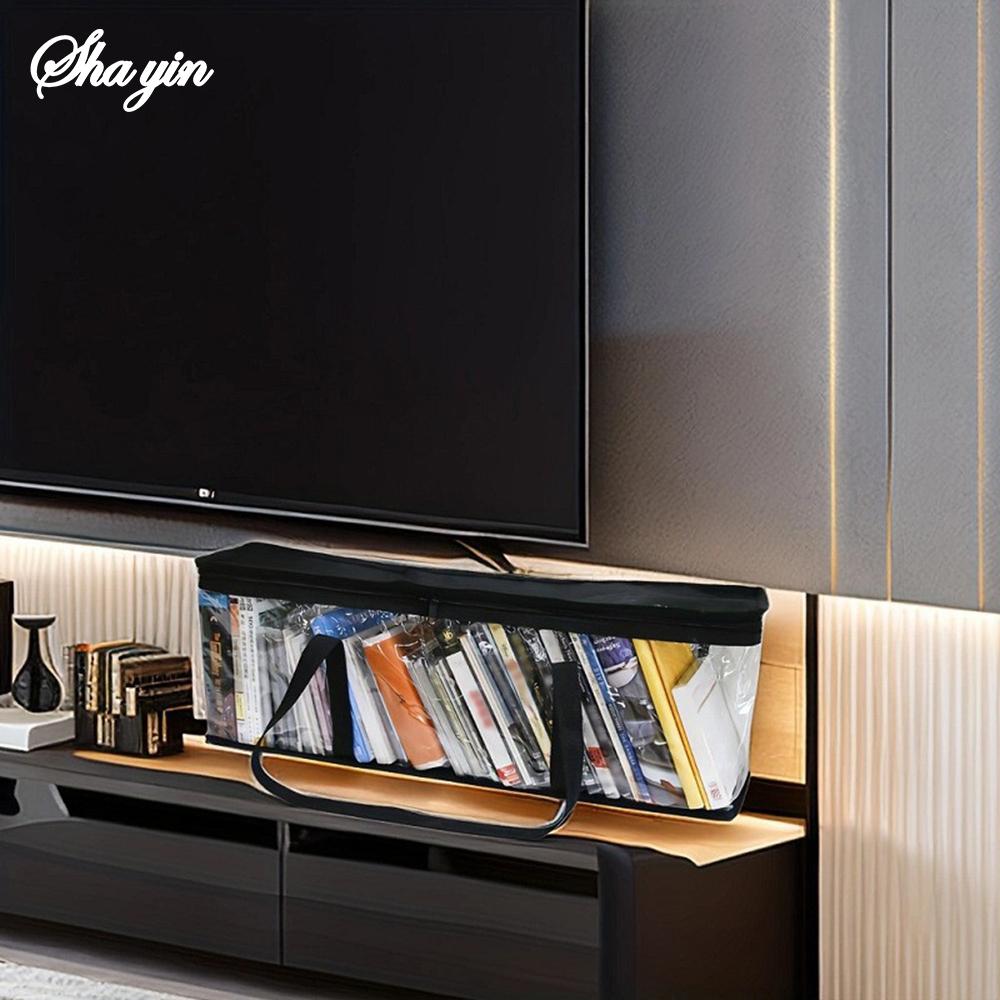 60*15*22CM Black CD Storage Bag PVC Waterproof Moistureproof Storage Bag Baseball Cap Book Storage Organizer Bag