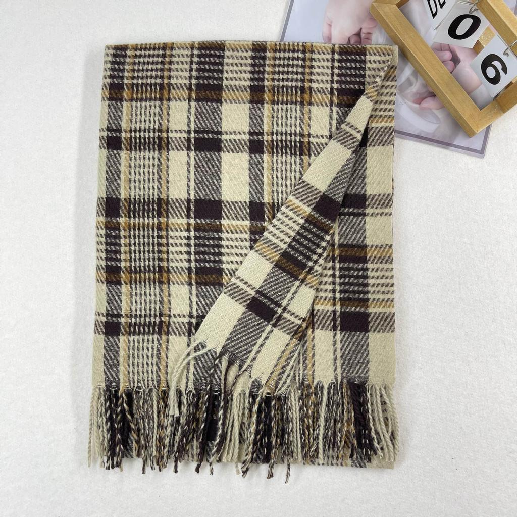Stylish British Retro Plaid Scarf Women Man Fall Winter Korean Version Iimitation Cashmere Soft Warm Scarves Male Female Muffler