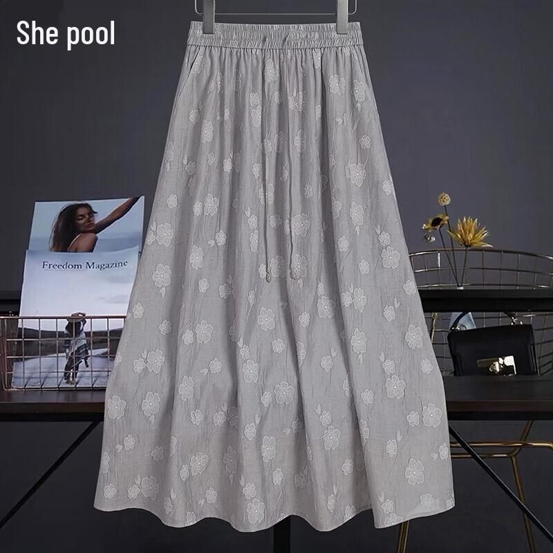 Women s Elastic Waist Flowy Mesh A-Line Midi Skirt L