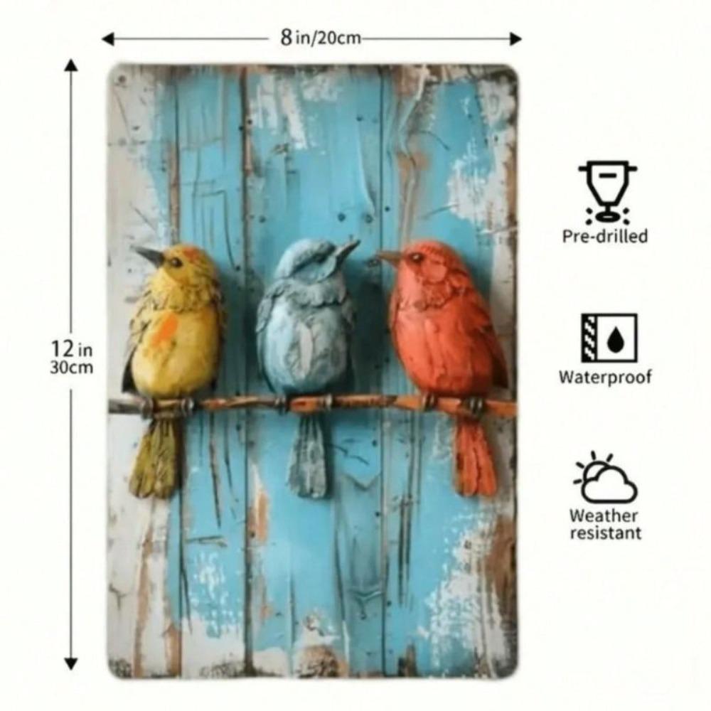 Metal Wall Art Bird Vintage Farmhouse Decor Living Room 8x12 Inch