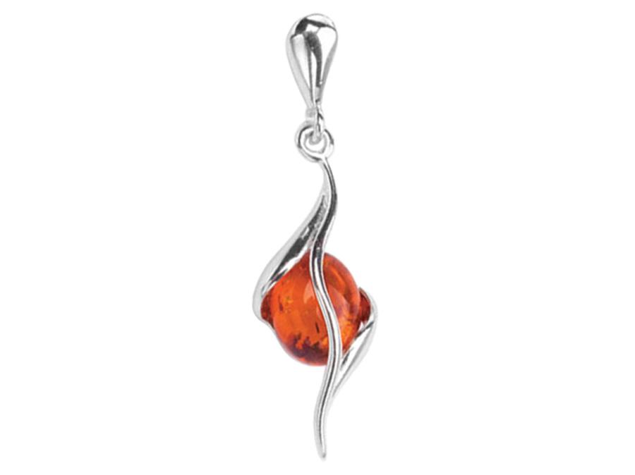 Silver Butterfly Pendant with Amber Colorful Women' Pendant Silver 925