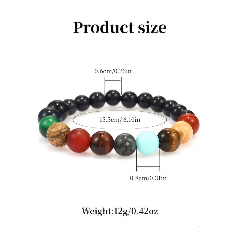 1PC Adjustable Planet Bracelet - Solar System Astronomy Ornament with Star of David and Black Beads Symbolizing Outer Space