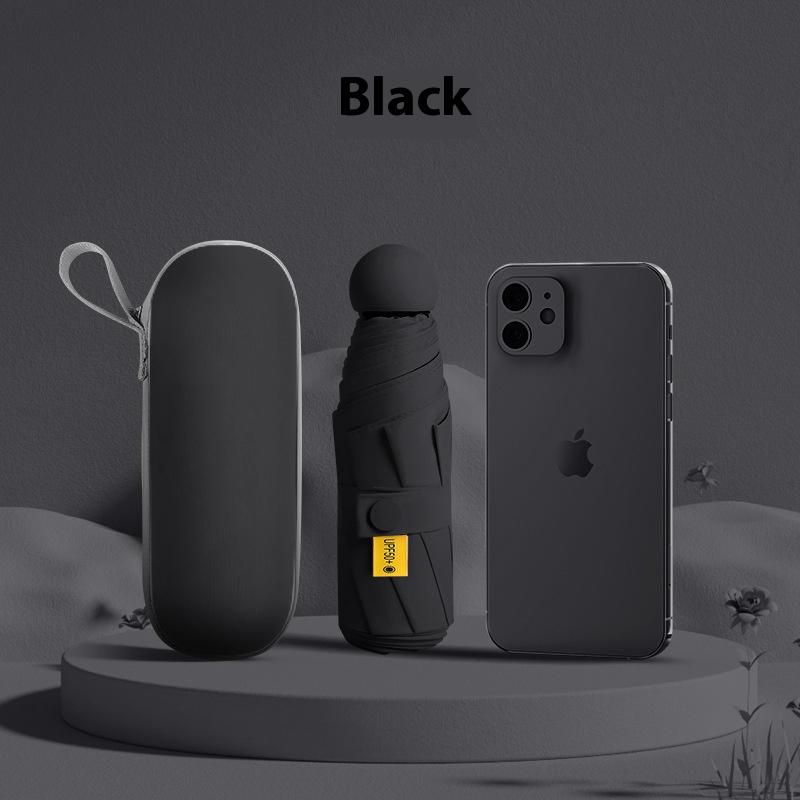 1 szt. Mini parasolka chroniąca przed promieniowaniem UV na słoneczne i deszczowe dni, przenośna z powłoką UV i 6 wzmocnionymi żebrami