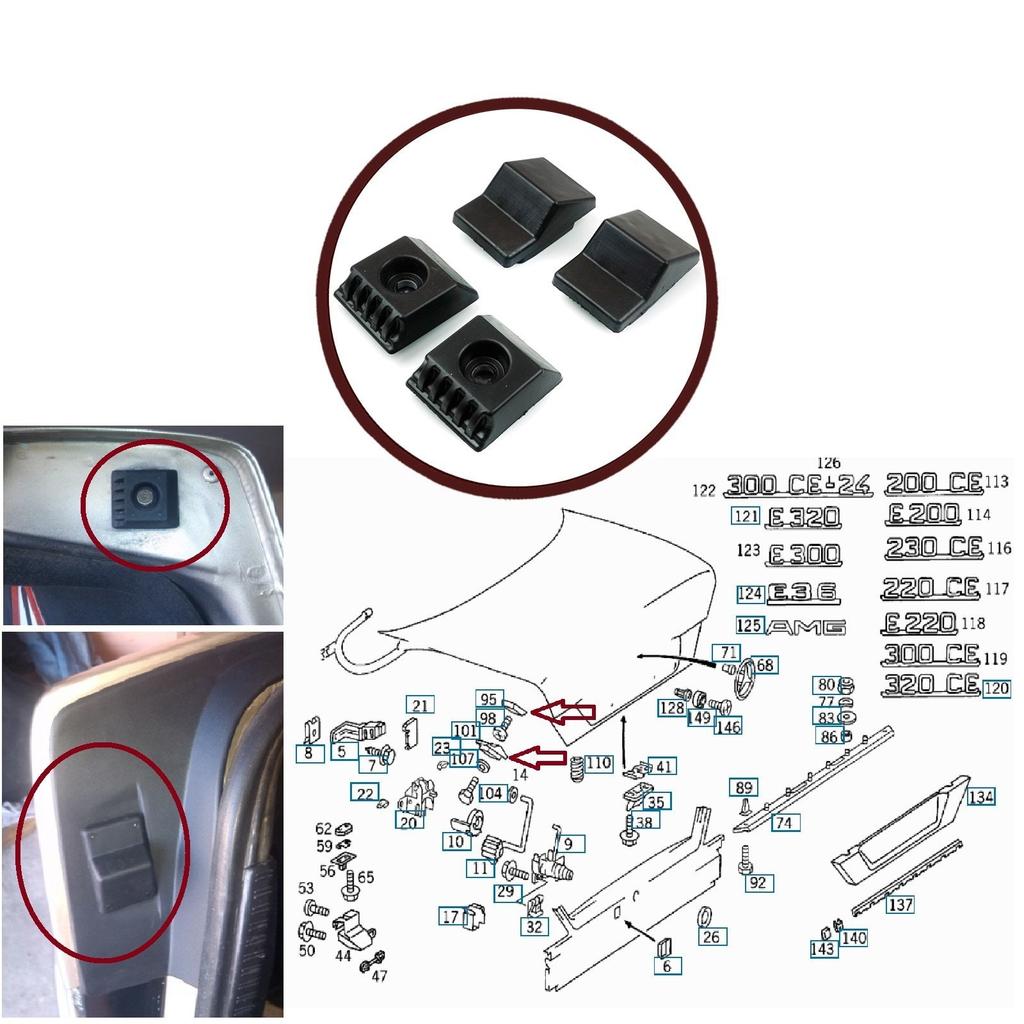 ESP1038 Boot Trunk Lid Slam Bump Stop Buffer 1247580044 1247580144 for Mercedes W124 A124 C124