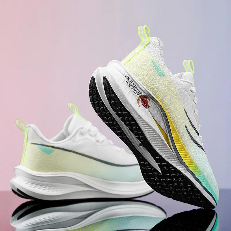 Marathon Air Cushion Carbon Plate Sports Running Shoes Men Breathable Lightweight Women's Comfortable Athletic Nonskid Sneakers