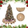 Decorative Holiday Tree Skirt Ruffled Christmas Skirt, Burlap Mat for Rustic Natural Fabric Base Rug Home Decor And Cover Indoor Party Decoration