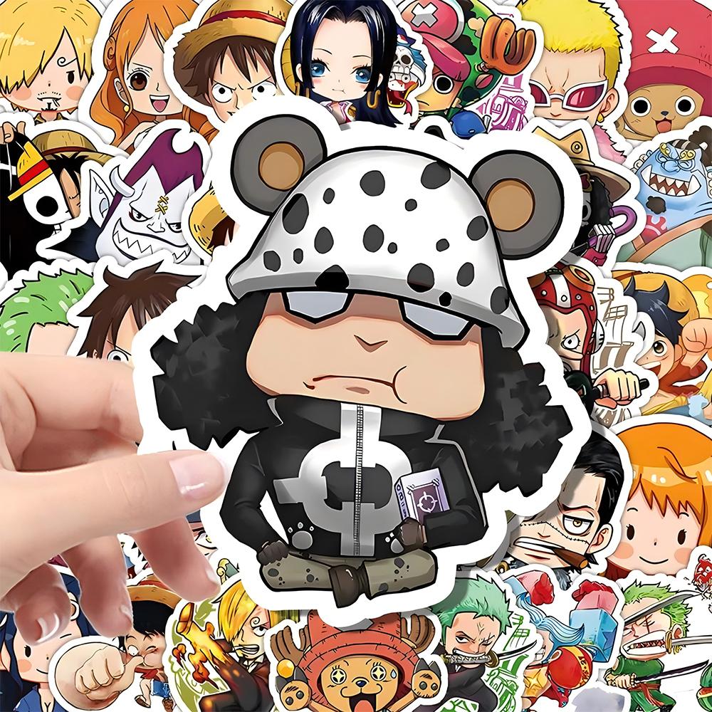 55pcs One Piece Cute Cartoon Stickers DIY Skateboard Phone Case Laptop Motorcycle Waterproof Cool Anime Sticker Decals Toy