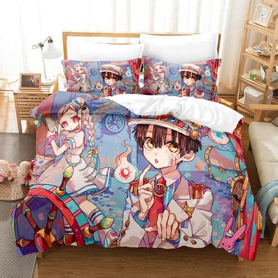 Zestaw pościeli 3D Anime Toilet Bound Hanako Kun, Poszwa na kołdrę Zestaw pościeli Poszwa na kołdrę Poszewka na poduszkę, Rozmiar King Queen Twin Chłopcy Dziewczęta Dorośli