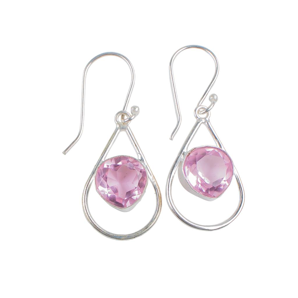 925 Sterling Silver Morganite Gemstone Ethnic Jewelry Earrings 1.50"For Daughter EE-38-11