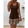 Abito da Donna Vintage Stampato Senza Maniche Girocollo Ampio Morbido Comodo Taglie Forti