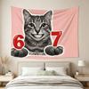 Number 67 Pixel Cat Tapestry Multi Size for Dorm Bedroom Living Room Office Party Wall Decor Gift Idea