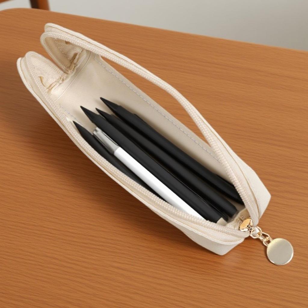 Three- Casual Transparent PU Pencil Case Casual Window Leather Pencil Case Transparent Stationery Bag