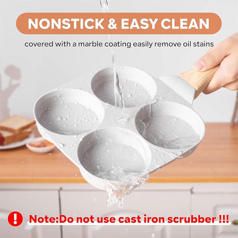 Egg Pan Omelette Pan 4-Cup Nonstick Granite Omelette Skillet Pancake Pan Healthy Egg Cooker Suitable for Gas Stove & Induction