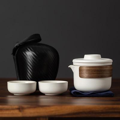 Portable Travel Tea Set: One Pot, Two Cups with Carry Bag - Ideal for Outdoor, Camping, Business Trips