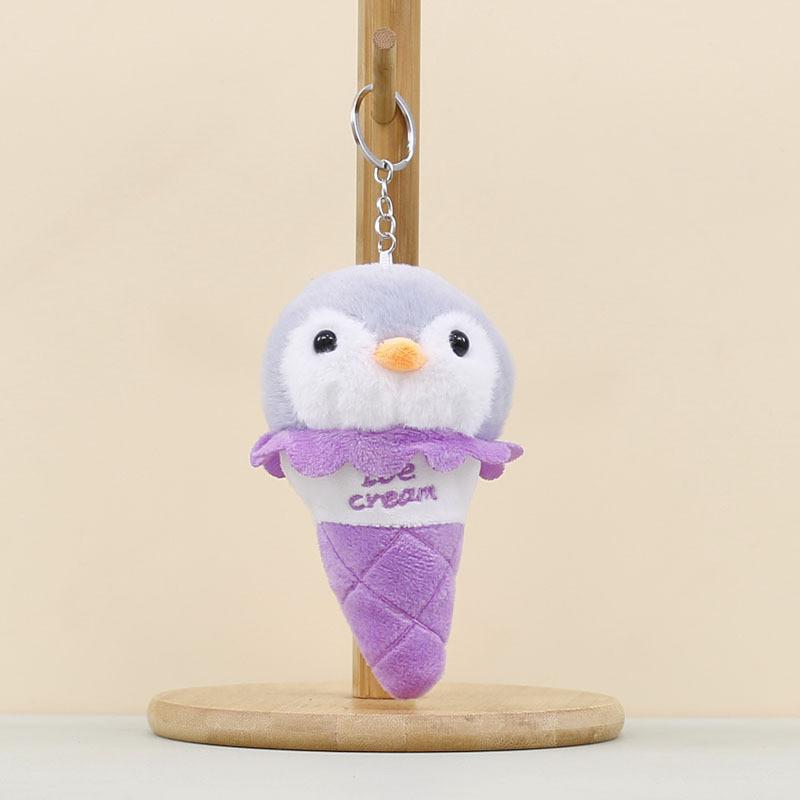 Cute Cream Ice Penguin Plush Pendant Keyring With Embroidered Design Letters
