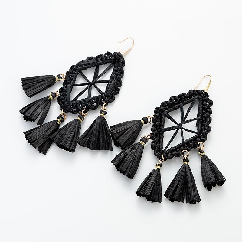 

Серьги-ловцы снов из рафии ручной работы с крючками для ушей