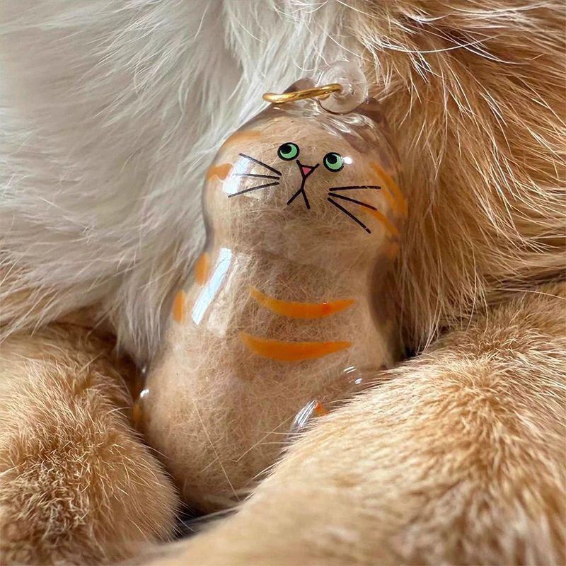 2Pcs Transparent Cat Fur Storage Box Pendant Cat Hair Capsule Commemorative Collection Bag Pendant Keychain Cat Accessories