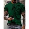 Summer Round Neck 3D Lion Pattern Print Top Fashionable Casual Short Sleeved Men's T-shirts
