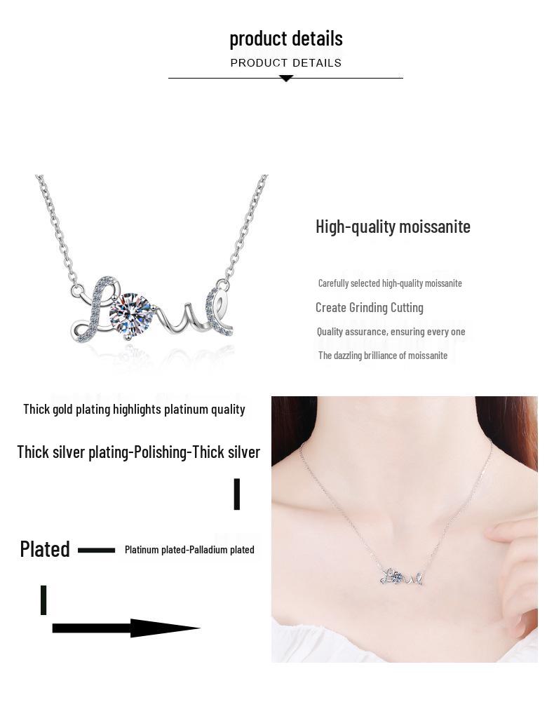 925 Sterling Silver Necklace with PT950 Gold Plating & 1 Carat Moissanite Pendant - Women's Classic Fashion.