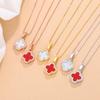 Agate Four-leaf Clover Pendant Necklace - Women's Luxury High-end Elegant Clavicle Chain Fashion Jewelry