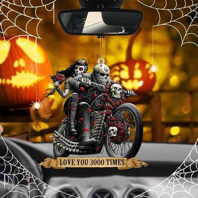 2D Plane Halloween Horror Car Ornament Car Rearview Mirror Hanging Pendant Skull Motor Decor Car Charm Hanger Interior Accessories