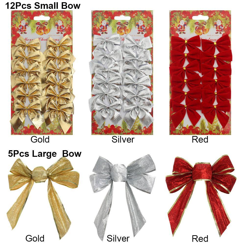 12pcs New Party Decoration Home Decor Christmas Tree Hanging Wedding Supplies Xmas Ornament Bowknot