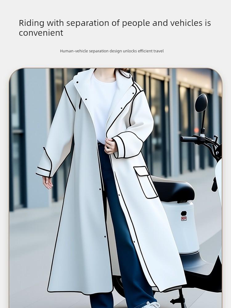 Electric Scooter Raincoat for Women, One-Piece Long Style, Full-Body Storm Protection, Adult Outdoor Riding Rain Poncho for Students