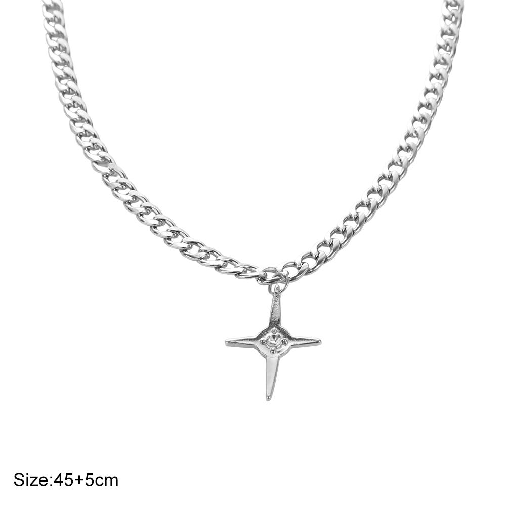 Cool Punk Choker Handsome Hiphop Cross Pendant Korean Style Necklace Man Necklace Clavicle Chain