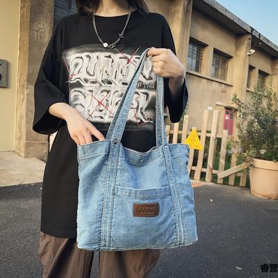 Denim Canvas Umhängetasche Damen Große Kapazität Einkaufstasche Einkaufstasche Handtasche
