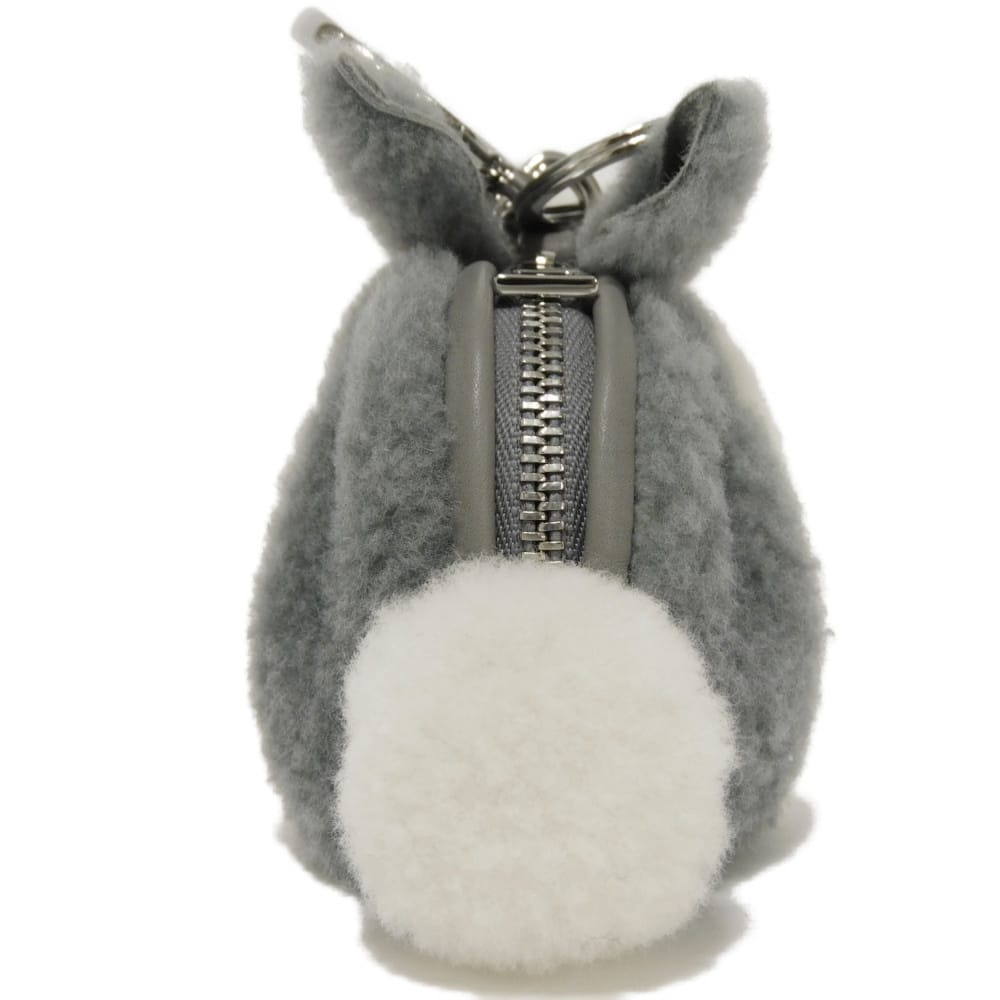 Used 12695 Bunny Mouton Coin Purse Charm C880T40X03 7943 Animal Rabbit Excellent Condition Snafjita Shearling Gray