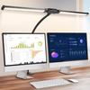 LED Desk Lamp With Double Gooseneck Arms, 360°Flexible Clip On Table Light, 10 Level Brightness For Reading And Work