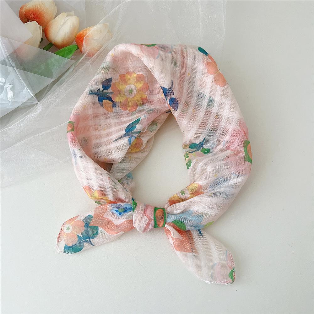 

Маленький квадратный шарф из хлопка и льна, шелковый шарф, женский, весна и осень, новый стиль, художественный и универсальный, модный, темпераментный шарф-повязка на голову 55*55cm