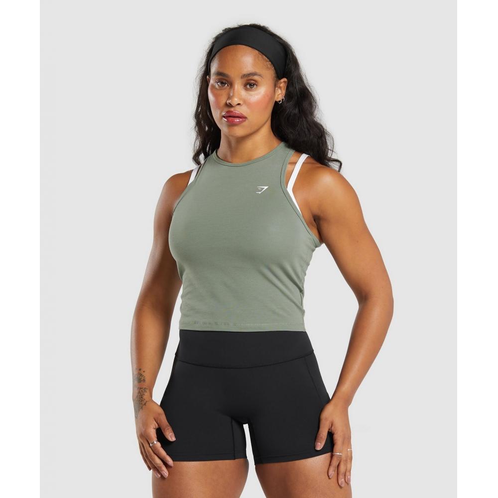 

Gymshark Essential Cotton Midi Tank Unit Зеленый B6a6b Ecjf XS