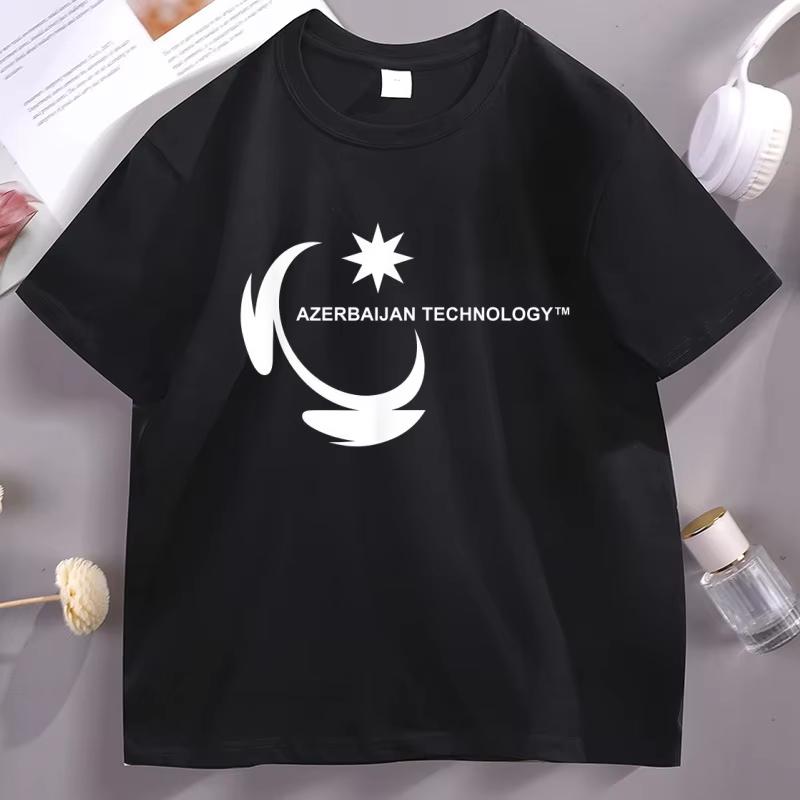 Azerbaijan Technology Meme T-Shirt Cotton Short Sleeved T Shirt Round Neck Loose and Base TShirt for Men Women Basic Tee
