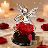 Little Angel Eternal Rose Glass Dome Ornament - Preserved Flower Gift for Christmas & Valentine's Day