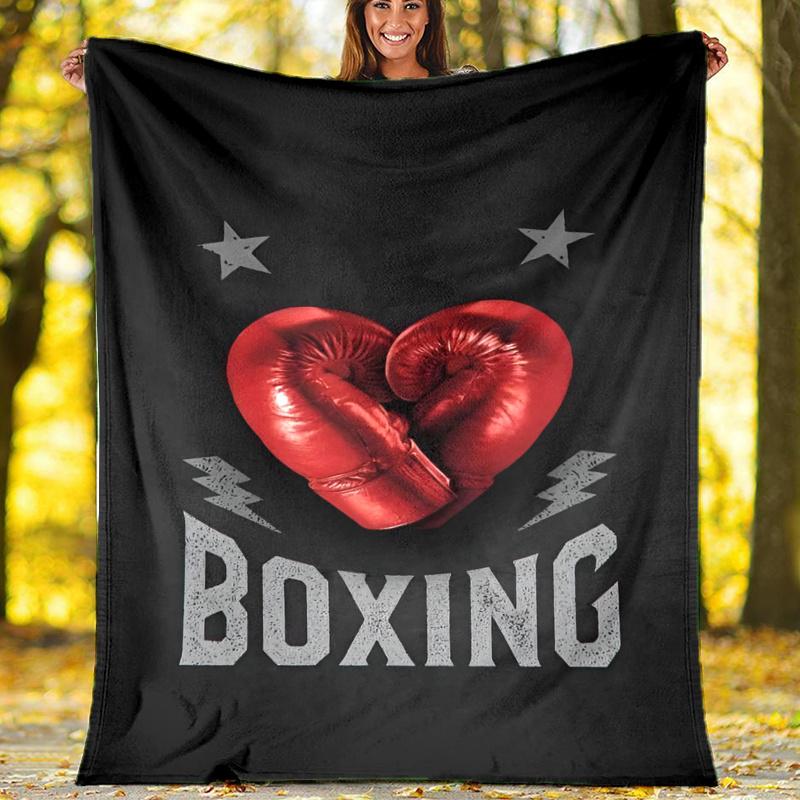 boxing Theme Printed Blanket,Perfect for Couch, Bed, Travel & Outdoor Use | Machine Washable, Cozy & Durable.