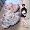 Korean Style Princess Summer Sport Shoes For Girls Mesh Breathable Teenager Girl's Sneakers Trend Fashion Pearl Party Sneakers