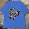Skull Skeleton Fisherunisex Graphic Print Unisexs Cotton Tshirt Oneckshort Sleeve Tee Tops Vintage Tshirt Casual Tshirts Oversized
