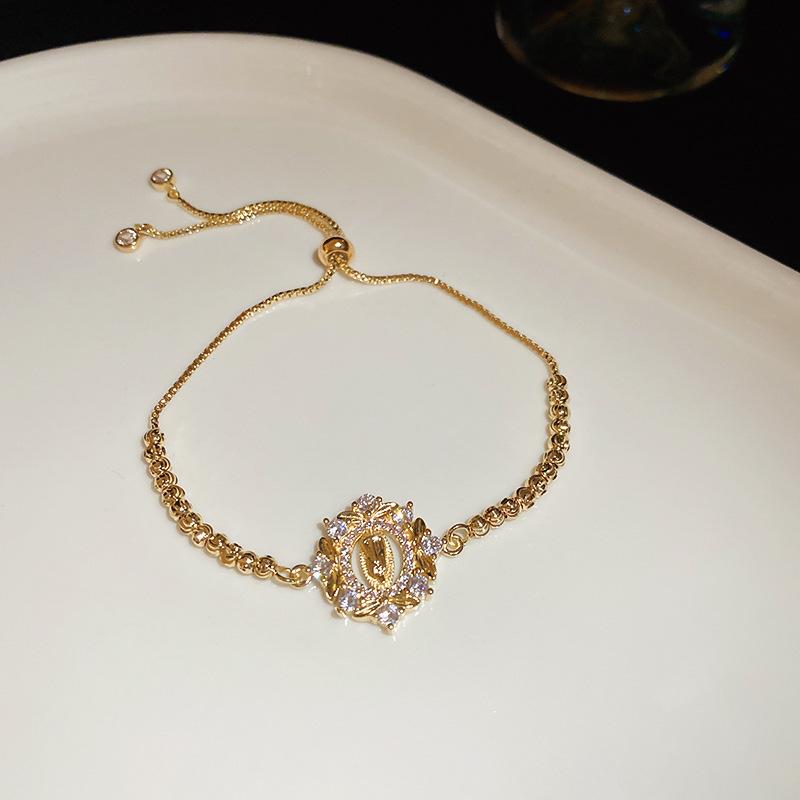 Bracciale Regolabile in Oro Vero Galvanizzato con Zir*****val Diamond, Lusso Leggero, Bracciale alla Moda di Alta Gamma, Gioiello Versatile per il Pendolarismo