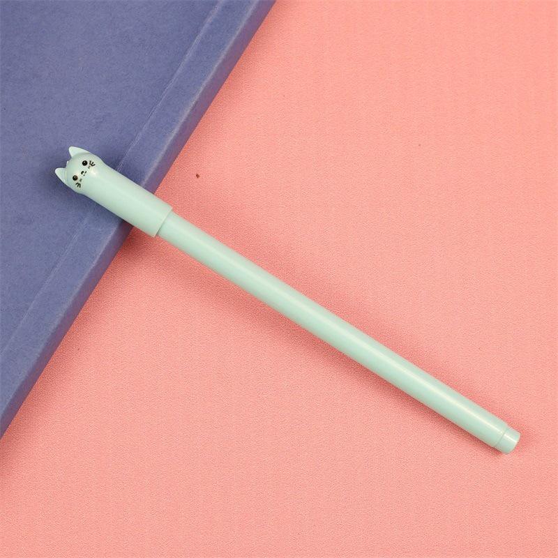 Custom Engraved Cartoon Cat Gel Pen - 0.5mm Black Ink, Anti-Lost Student Stationery Pen