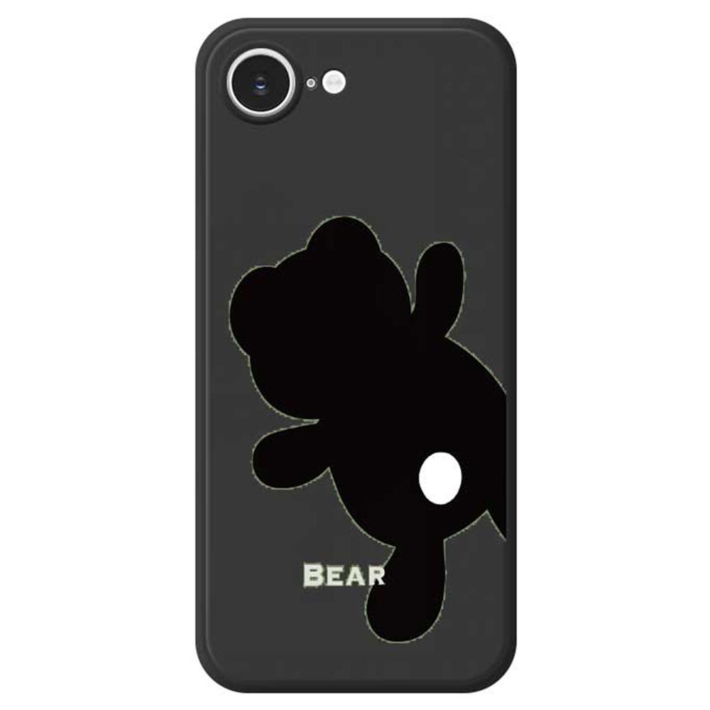 For iPhone 16e Case Black Bear Back Pattern Printing Straight Edge TPU Phone Back Cover