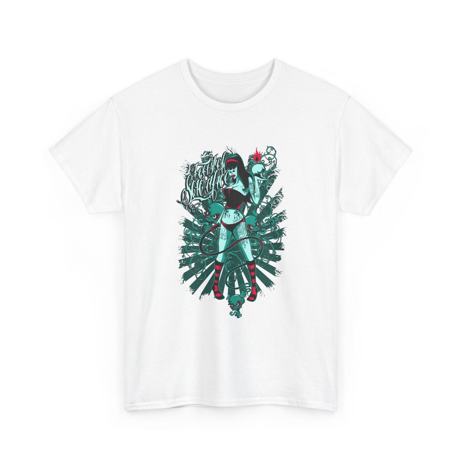 Lady Holding Skull Graphic Tee | Retro Sunburst Illustration, Cool Shirt, Cotton S разноцветный